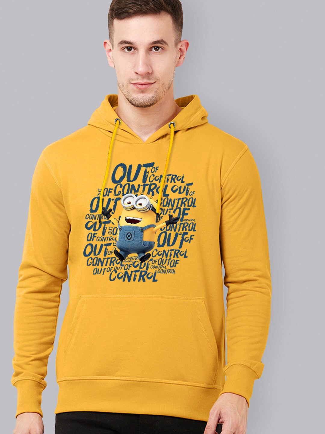 

Free Authority Men Yellow Minions Printed Hoodie