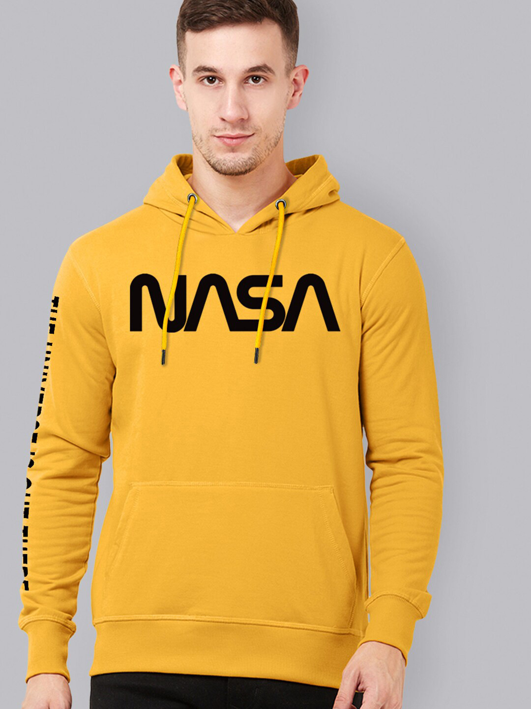 

Free Authority Men Yellow Nasa Printed Hooded Sweatshirt