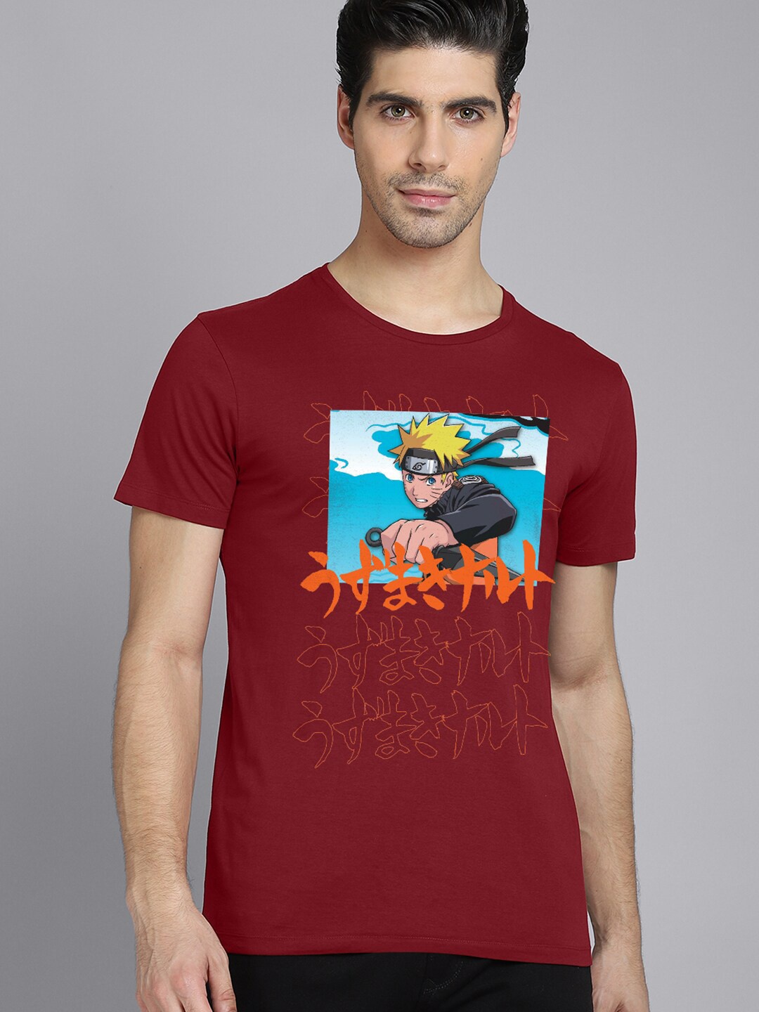 

Free Authority Men Red & Blue Naruto Printed Pure Cotton T-shirt