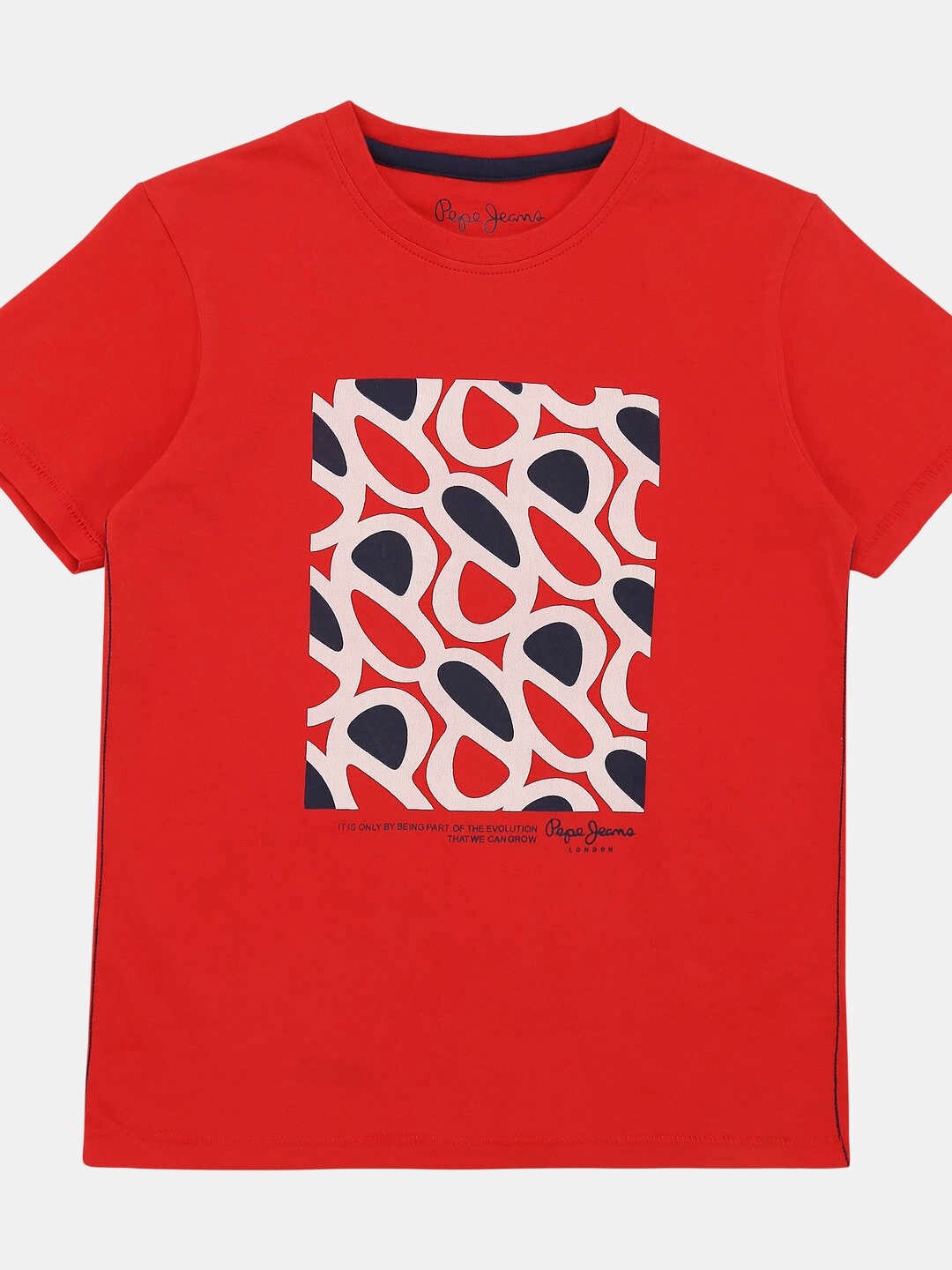 

Pepe Jeans Boys Red Graphic Printed Cotton T-shirt