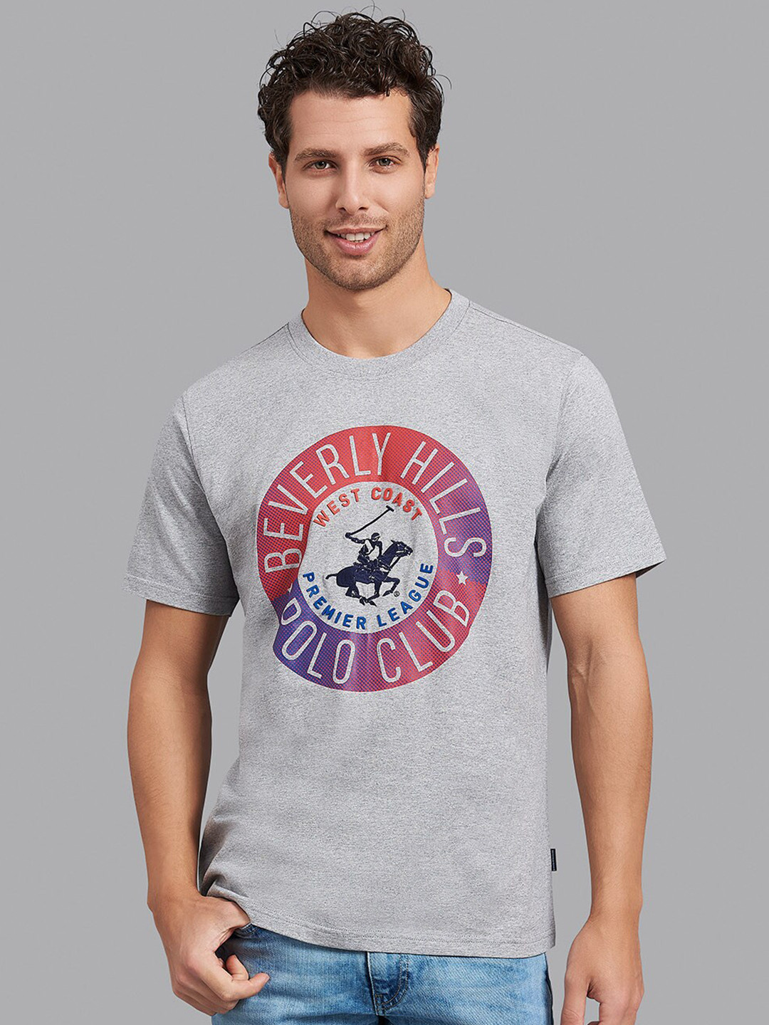 

Beverly Hills Polo Club Men Grey Cotton T-shirt