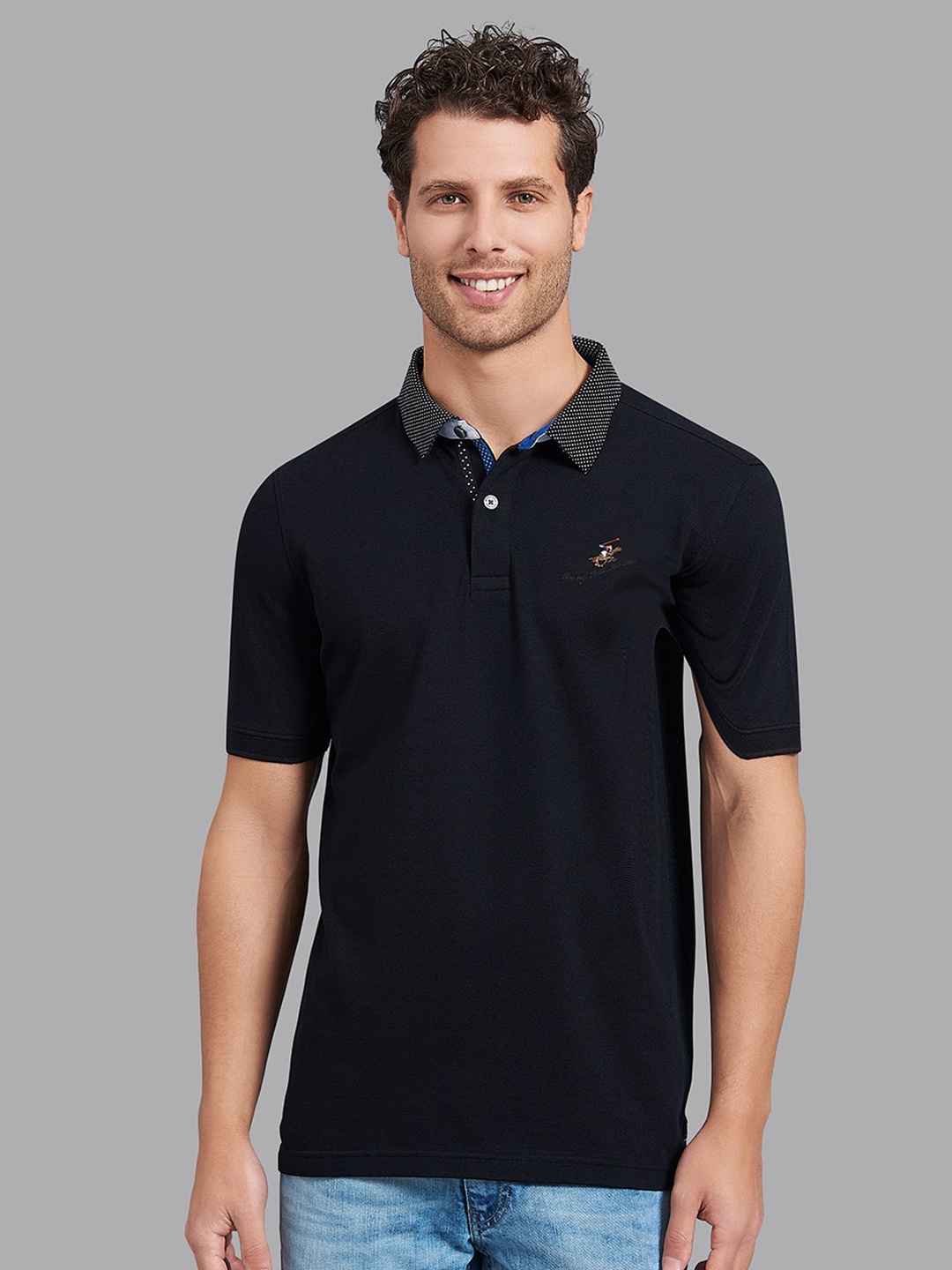 

Beverly Hills Polo Club Men Black Polo Collar T-shirt