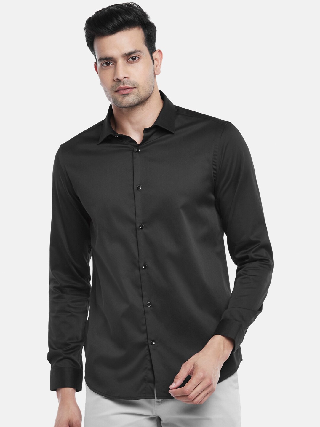 

BYFORD by Pantaloons Men Black Slim Fit Casual Shirt
