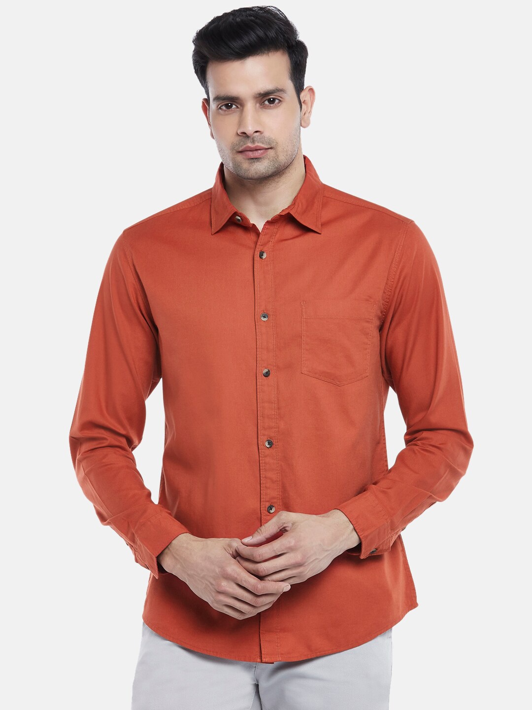 

BYFORD by Pantaloons Men Red Slim Fit Cotton Casual Shirt