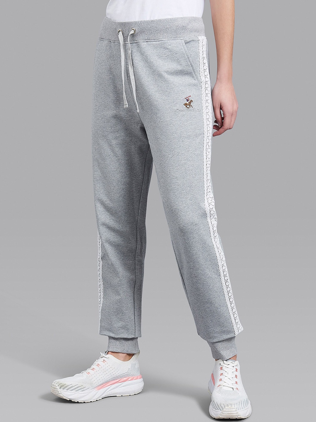 

Beverly Hills Polo Club Women Grey Striped Joggers