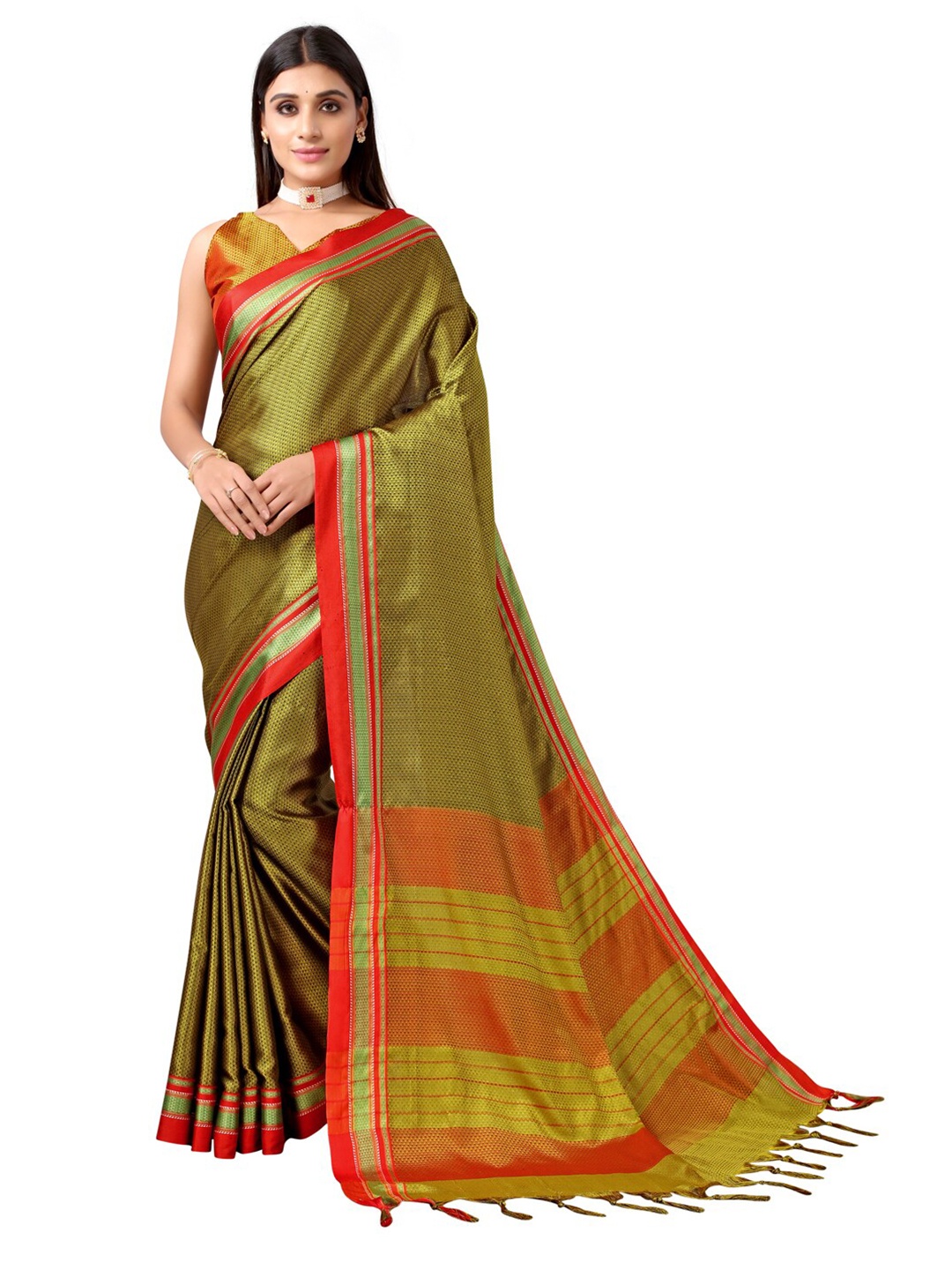 

KALINI Green Woven Design Silk Cotton Saree