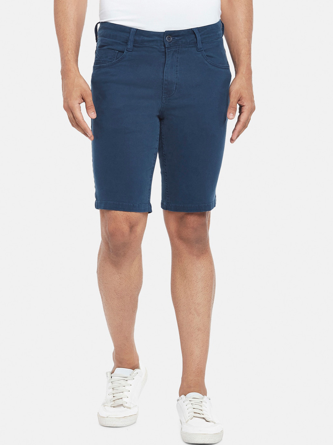 

Urban Ranger by pantaloons Men Navy Blue Pure Cotton Chino Shorts