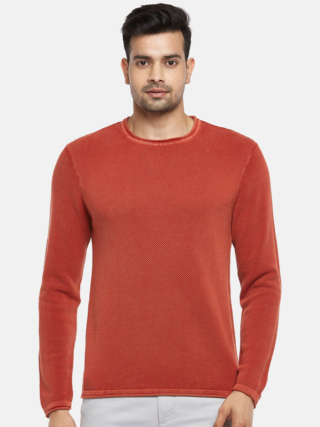 

BYFORD by Pantaloons Men Orange Cotton Pullover