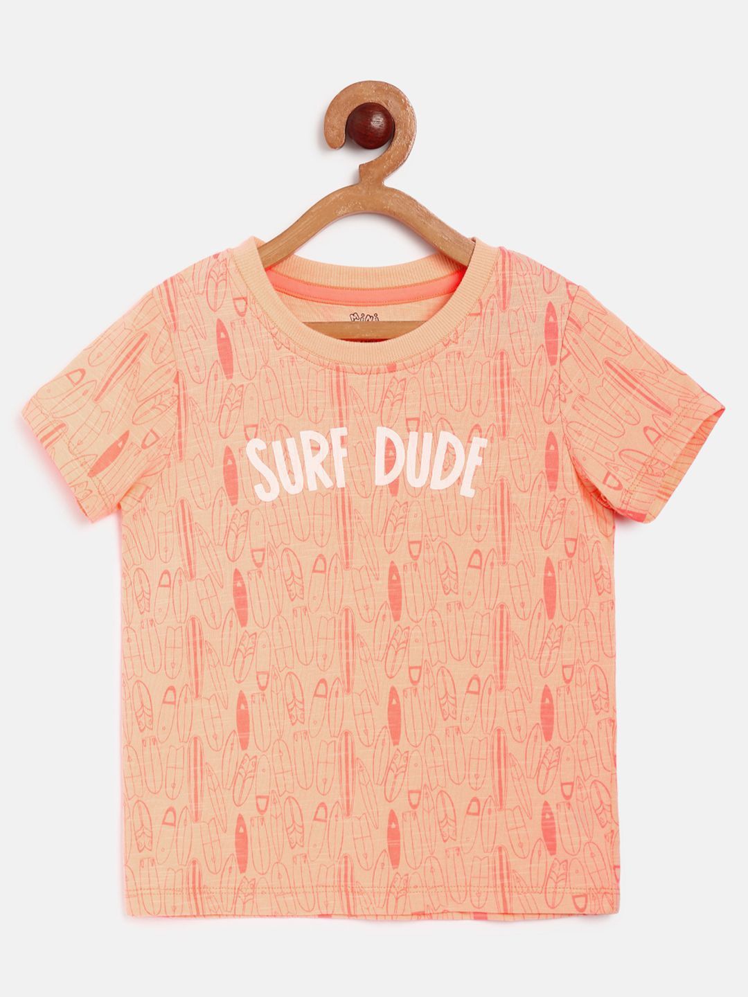 

MINI KLUB Boys Orange Typography Printed Organic Cotton T-shirt
