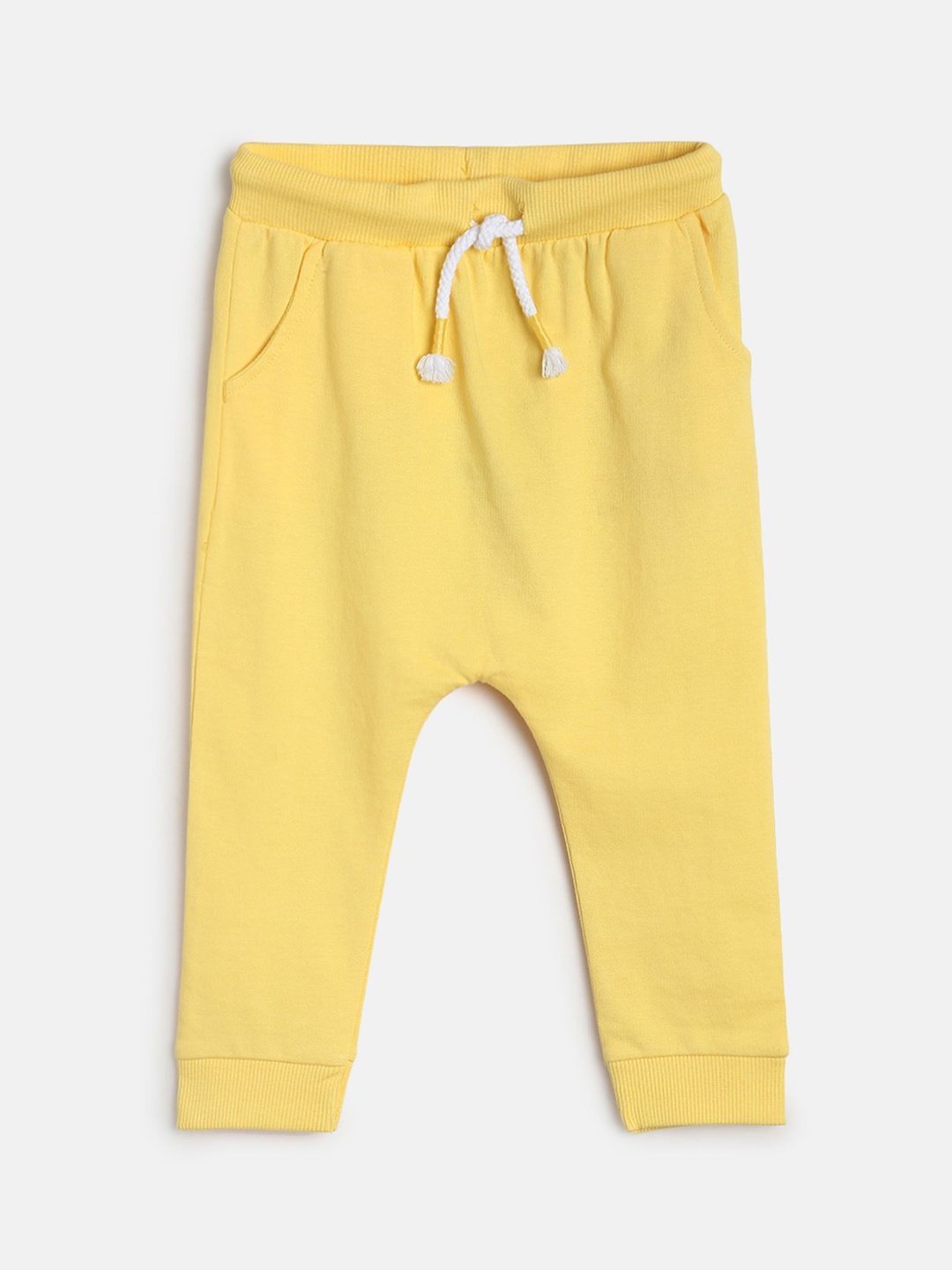 

MINI KLUB Boys Yellow Solid Pure Cotton Joggers