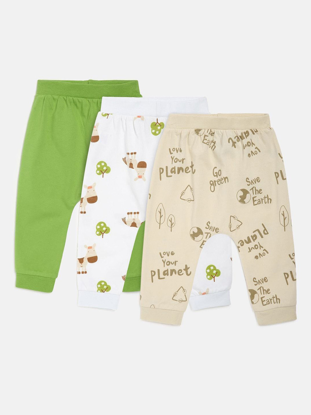 

MINI KLUB Boys Pack of 3 Green & White Printed Knitted Pyjamas