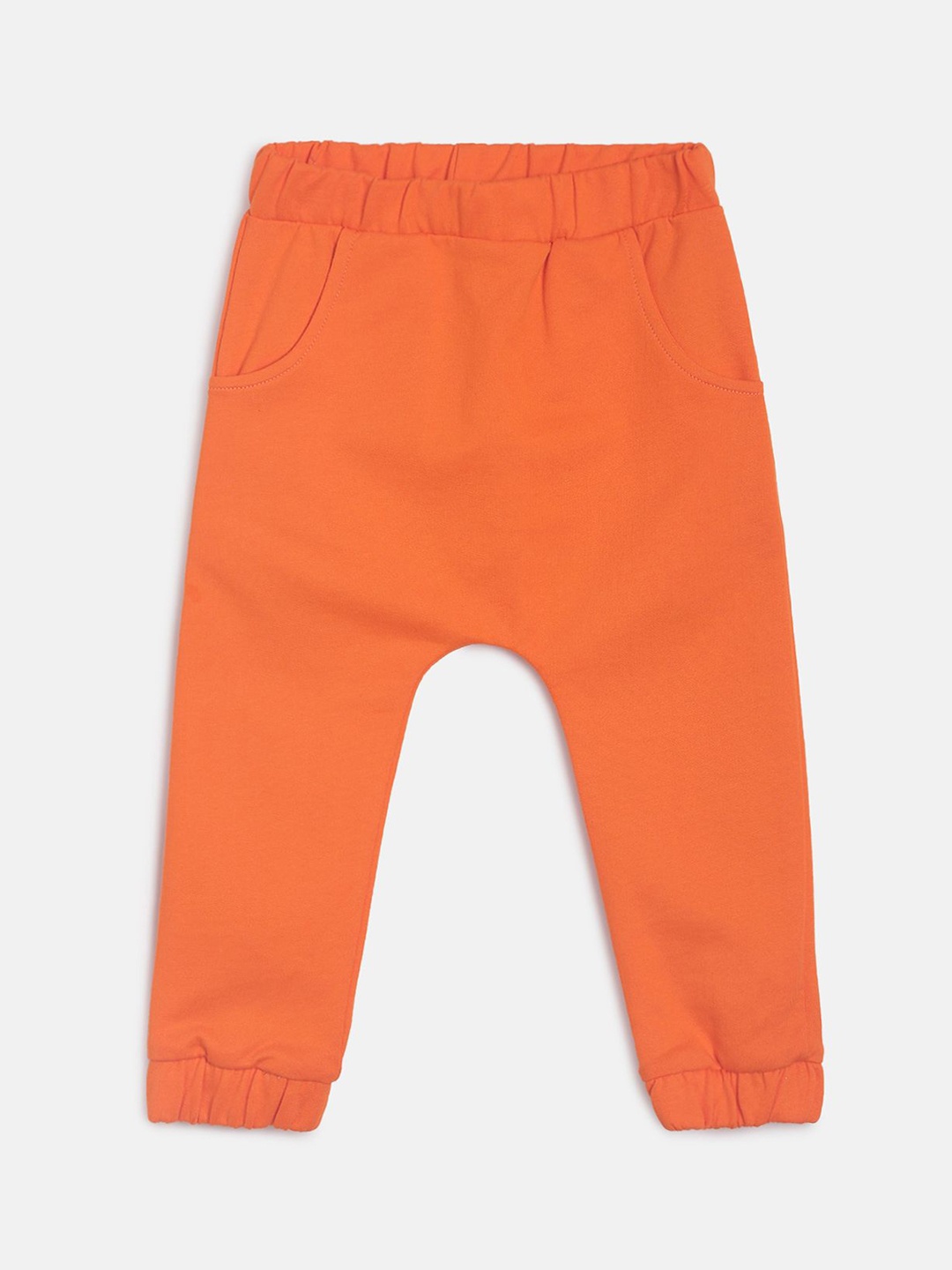 

MINI KLUB Girls Orange Solid Pure Cotton Joggers