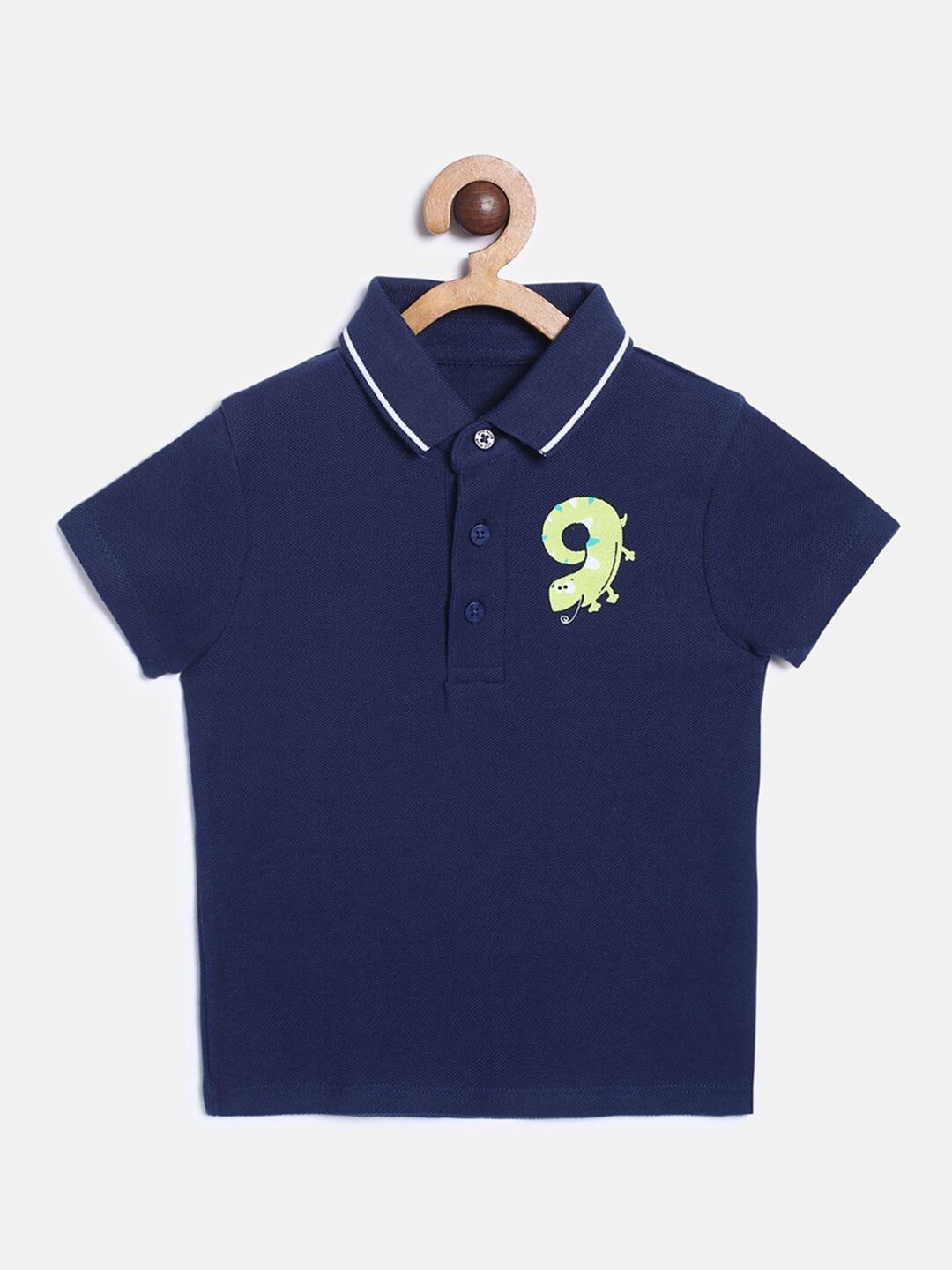 

MINI KLUB Boys Navy Blue Polo Collar Organic Cotton T-shirt