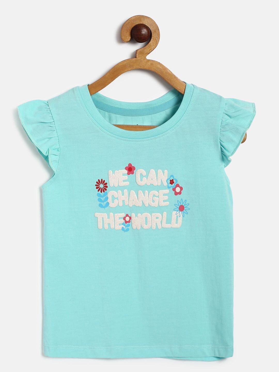 

MINI KLUB Turquoise Blue Print Cap Sleeves Organic Cotton Top