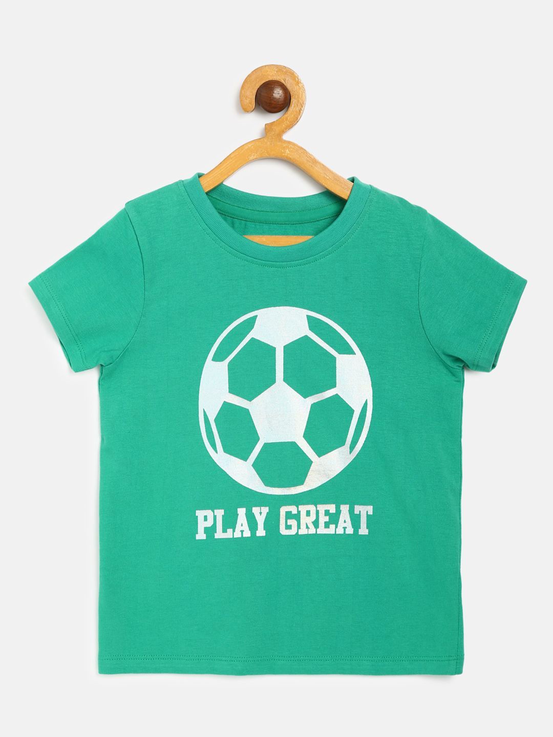 

MINI KLUB Boys Green & White Printed Organic Cotton T-shirt