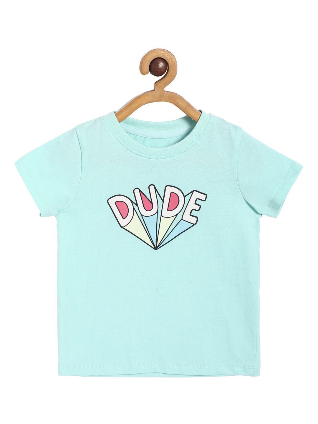 

MINI KLUB Boys Sea Green Typography Printed Pure Organic Cotton T-shirt