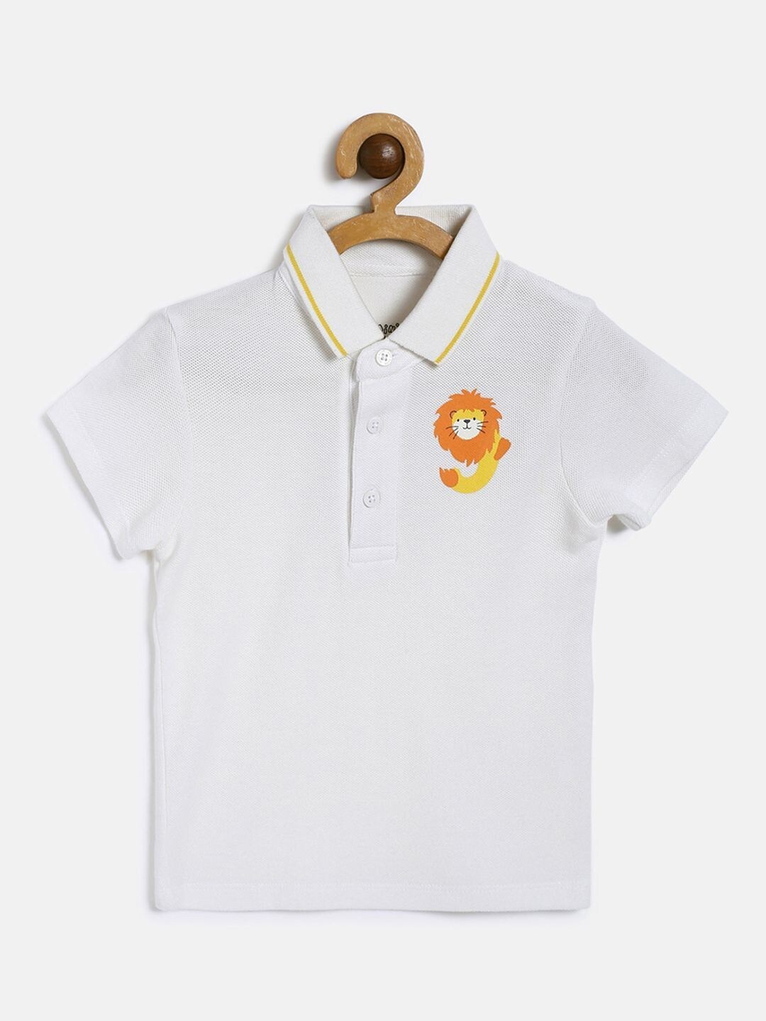 

MINI KLUB Boys White Polo Collar Organic Cotton T-shirt