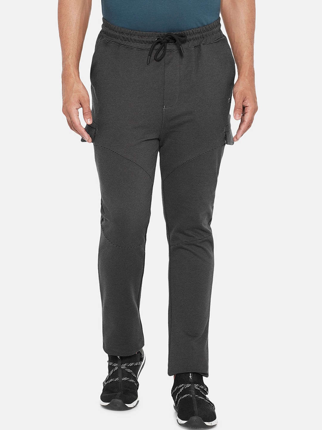 

Ajile by Pantaloons Men Grey Striped Slim-Fit Track Pants