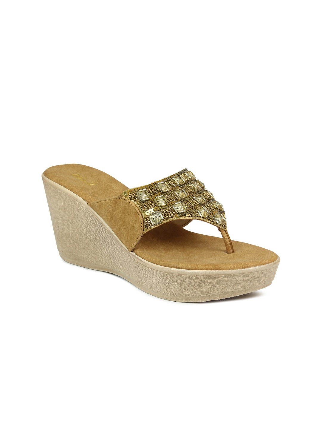 

Inc 5 Gold-Toned Embellished Ethnic Wedge Sandals