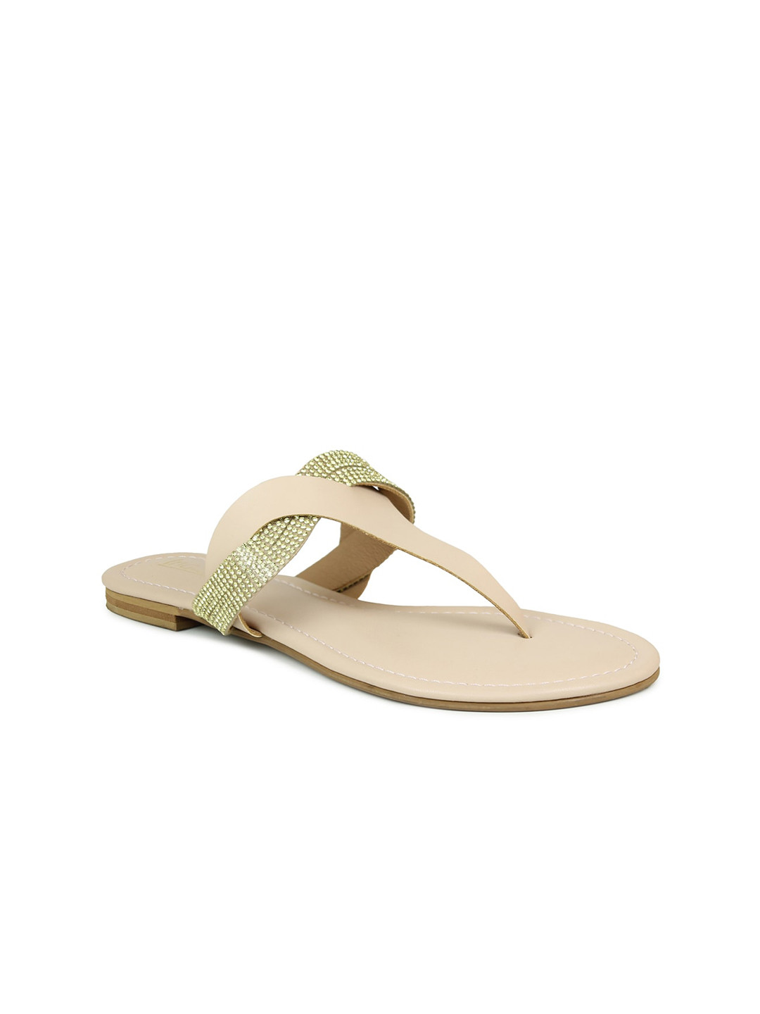 

Inc 5 Women Beige Embellished Ethnic T-Strap Flats