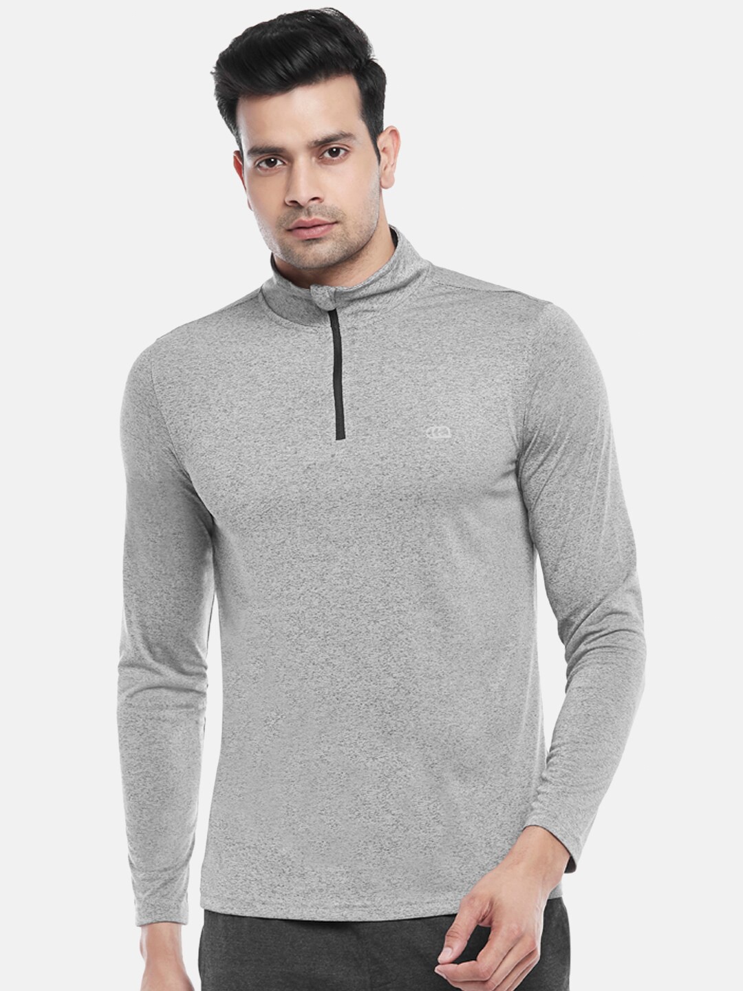

Ajile by Pantaloons Men Grey High Neck Slim Fit T-shirt