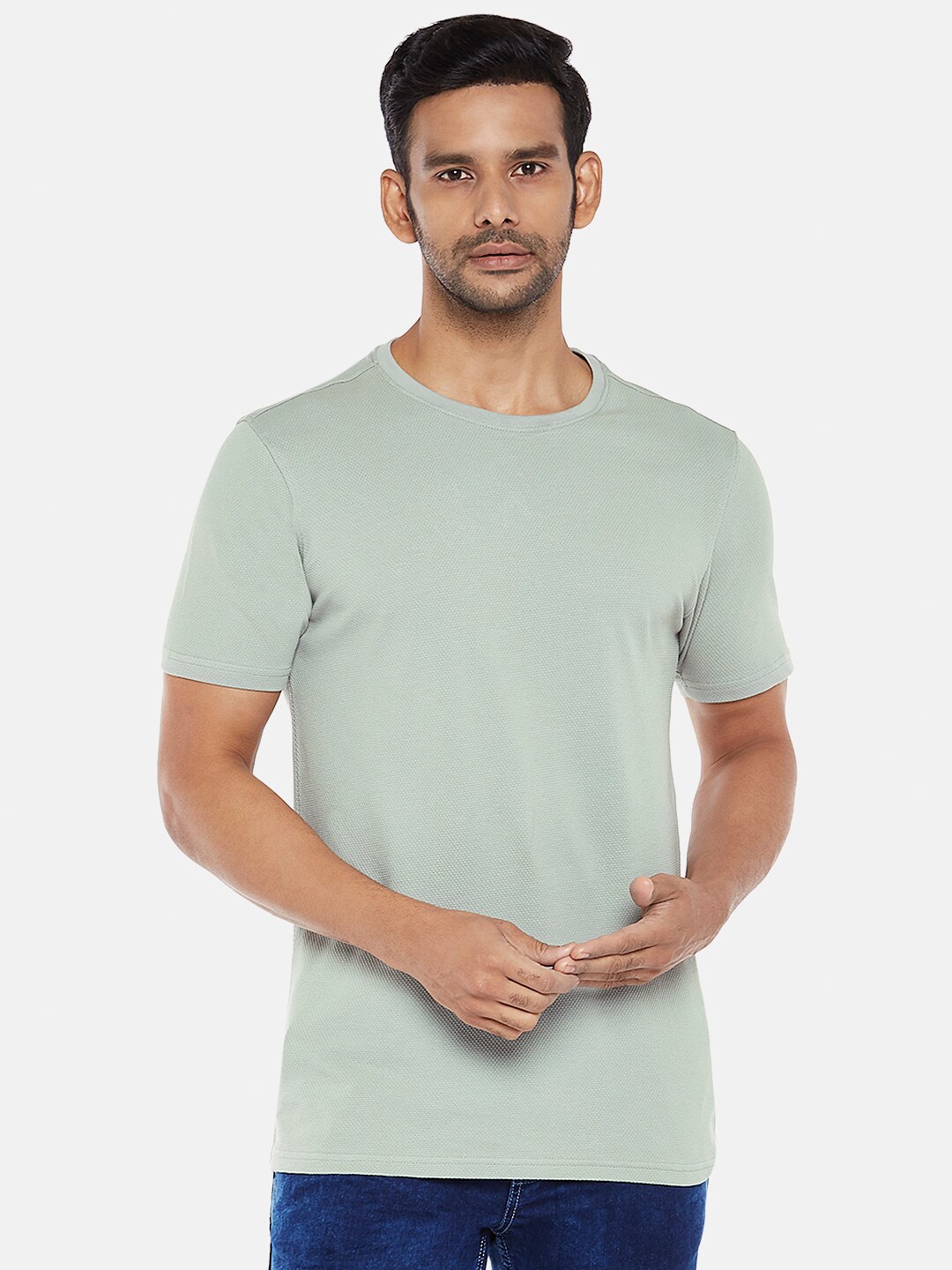 

BYFORD by Pantaloons Men Sea Green Slim Fit T-shirt