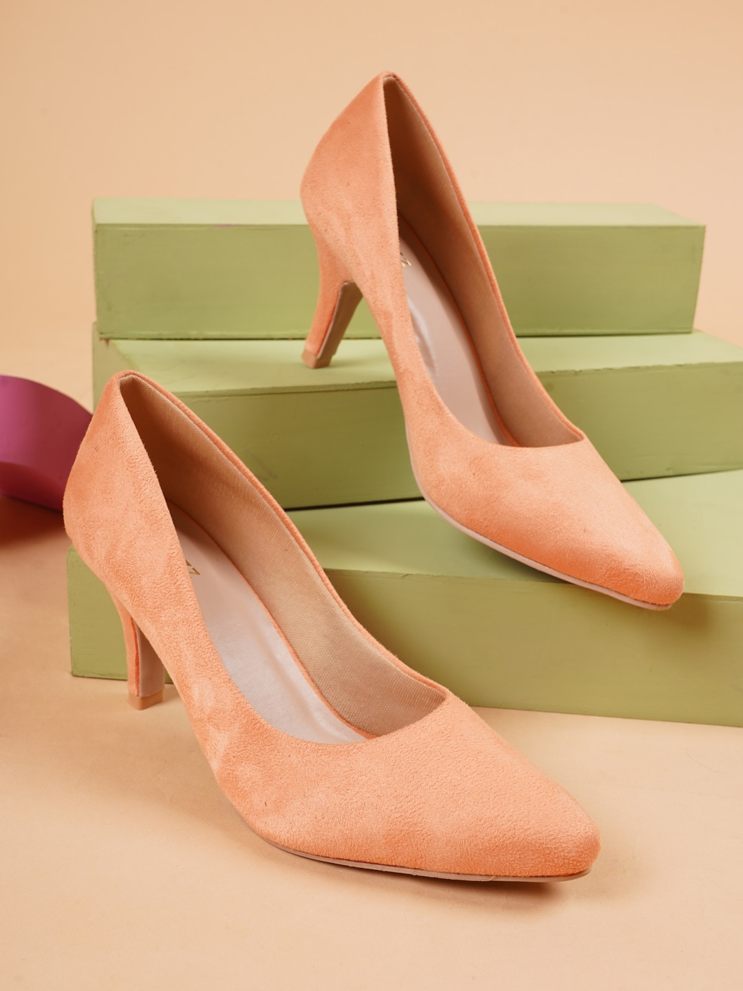 

Rubeezz Orange Party Block Pumps
