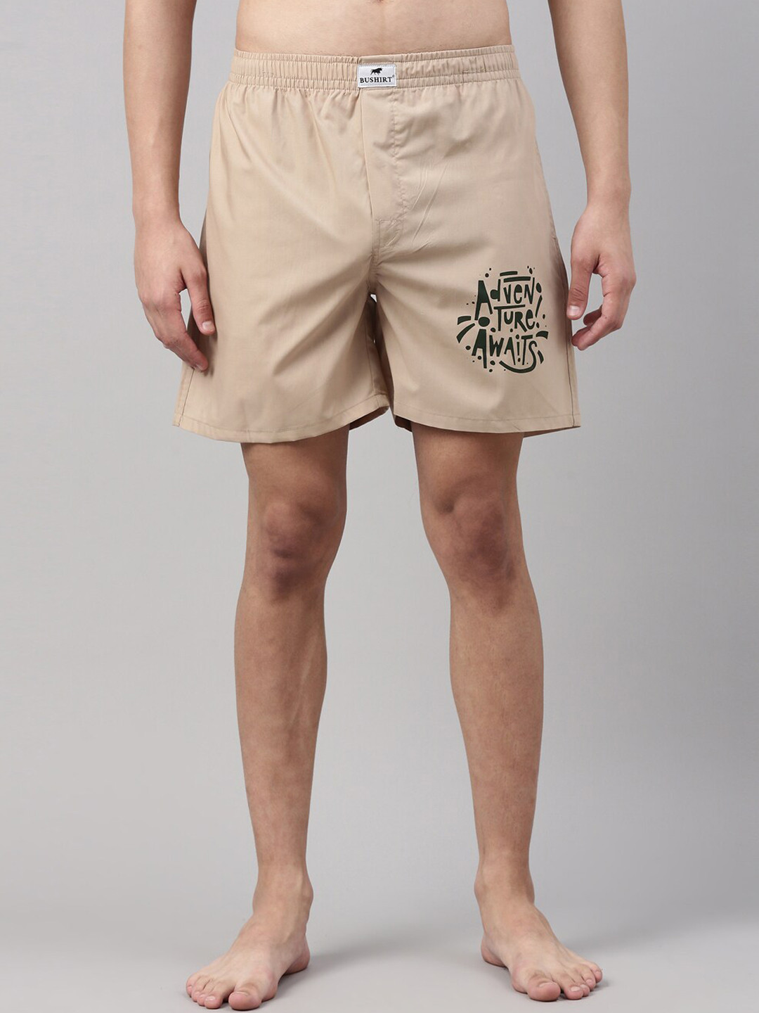

Bushirt Men Beige & Black Printed Pure Cotton Boxers