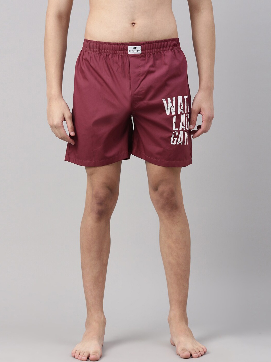 

Bushirt Men Burgundy Printed Pure Cotton Boxers