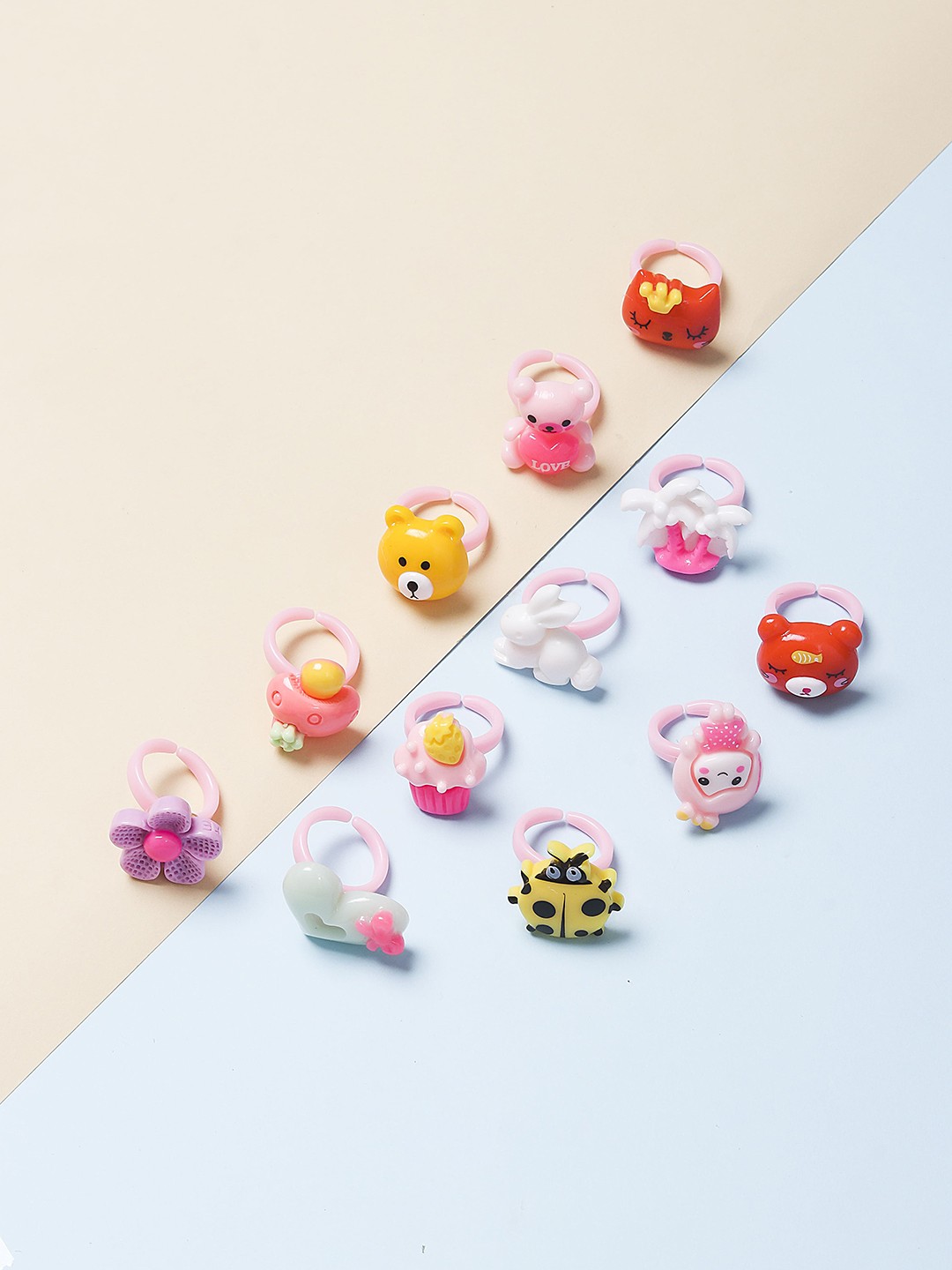 

Arendelle Girls Set Of 12 Pink Adjustable Finger Ring