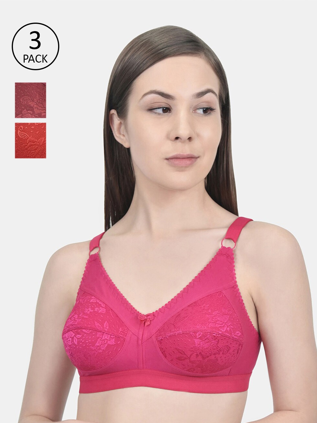 

Innocence Pack of 3 Non Wired Non Padded Everyday Bra, Magenta