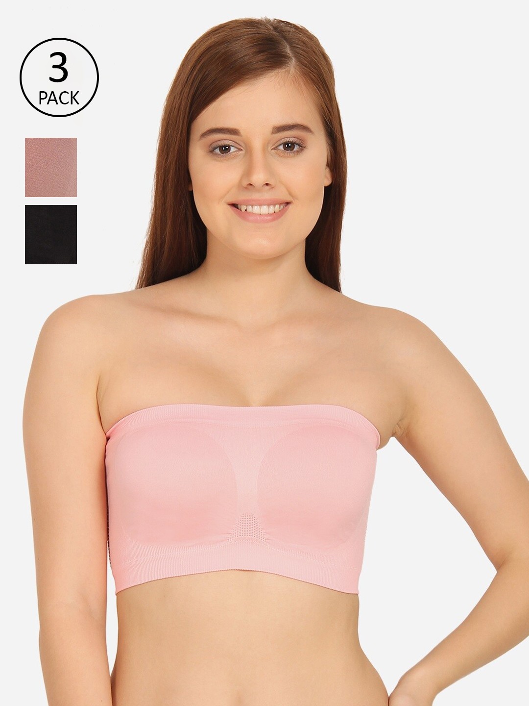 

Innocence Pack of 3 Black & Pink Tube Bra