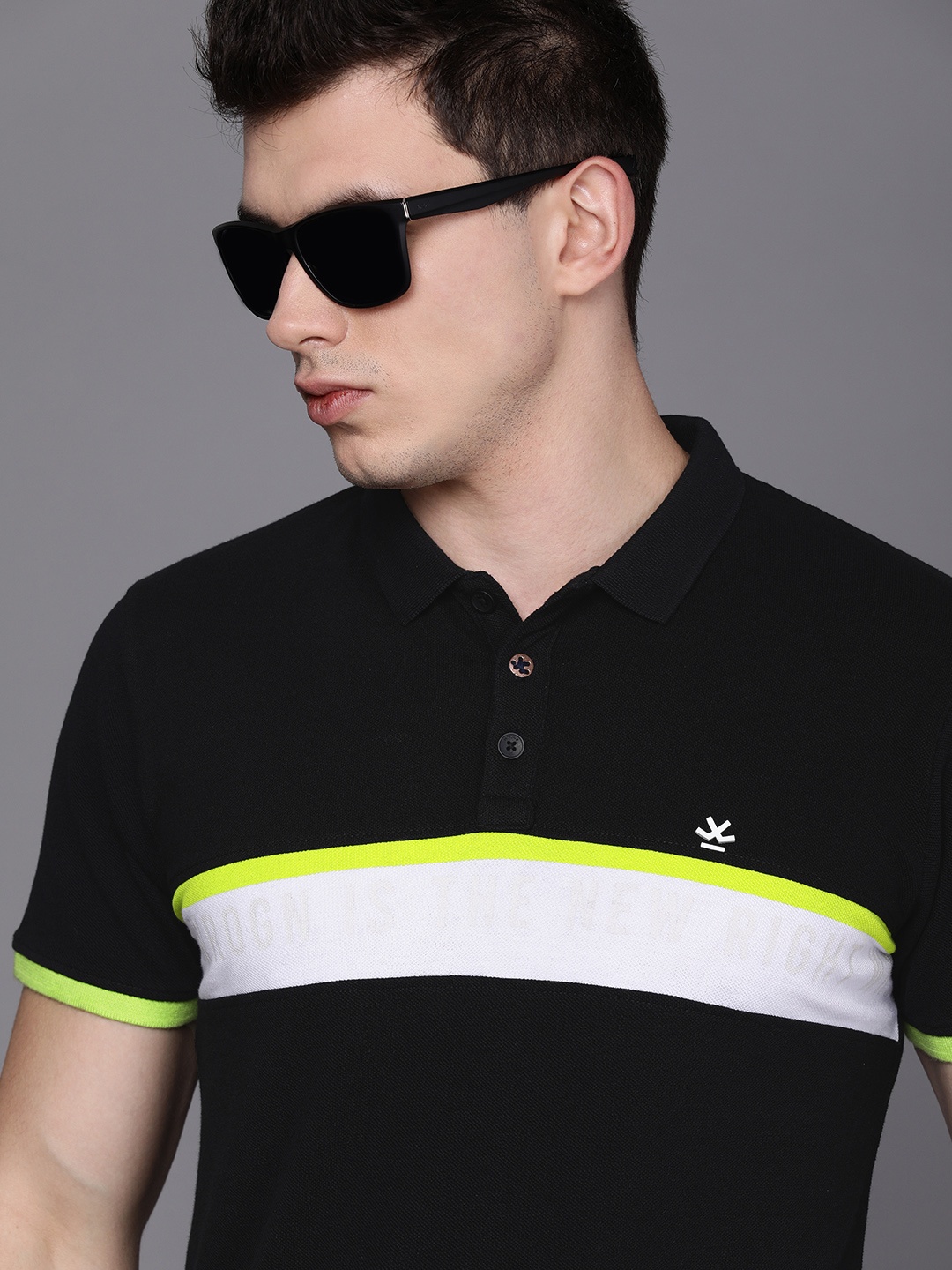 

WROGN Men Black Polo Collar T-shirt