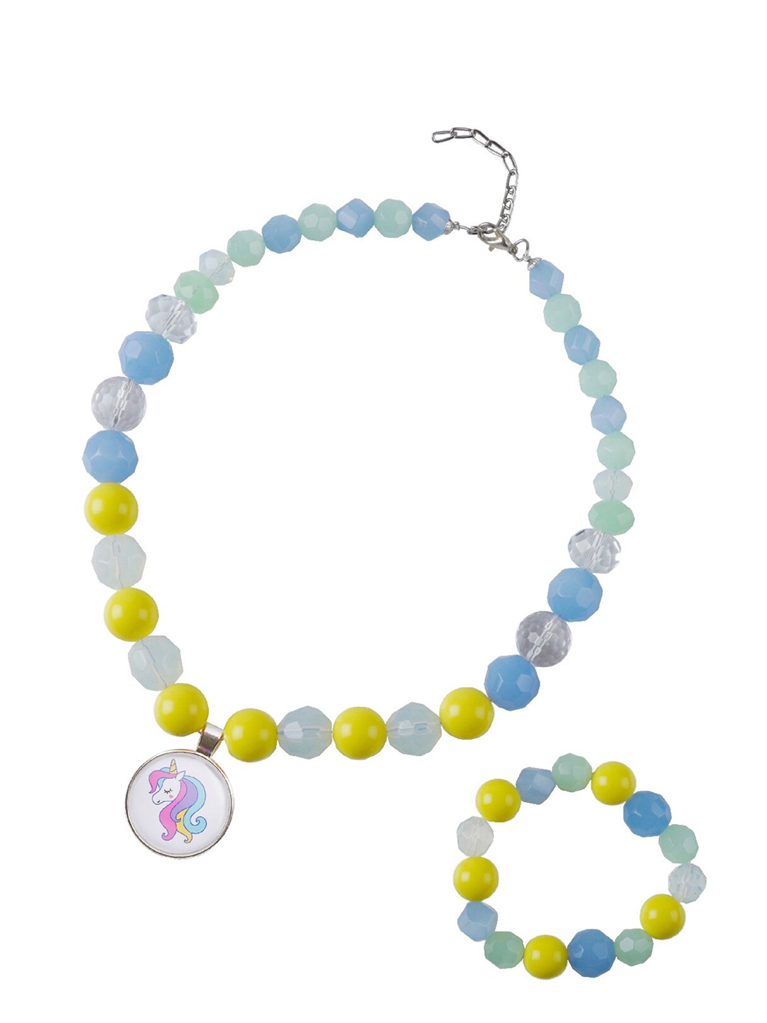 

Arendelle Blue & Yellow Beaded Unicorn Charm Jewellery Set