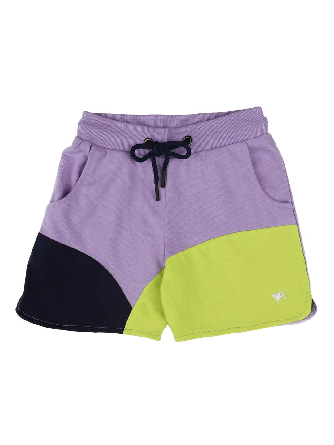 

Stupid Cupid Girls Purple Colourblocked Shorts