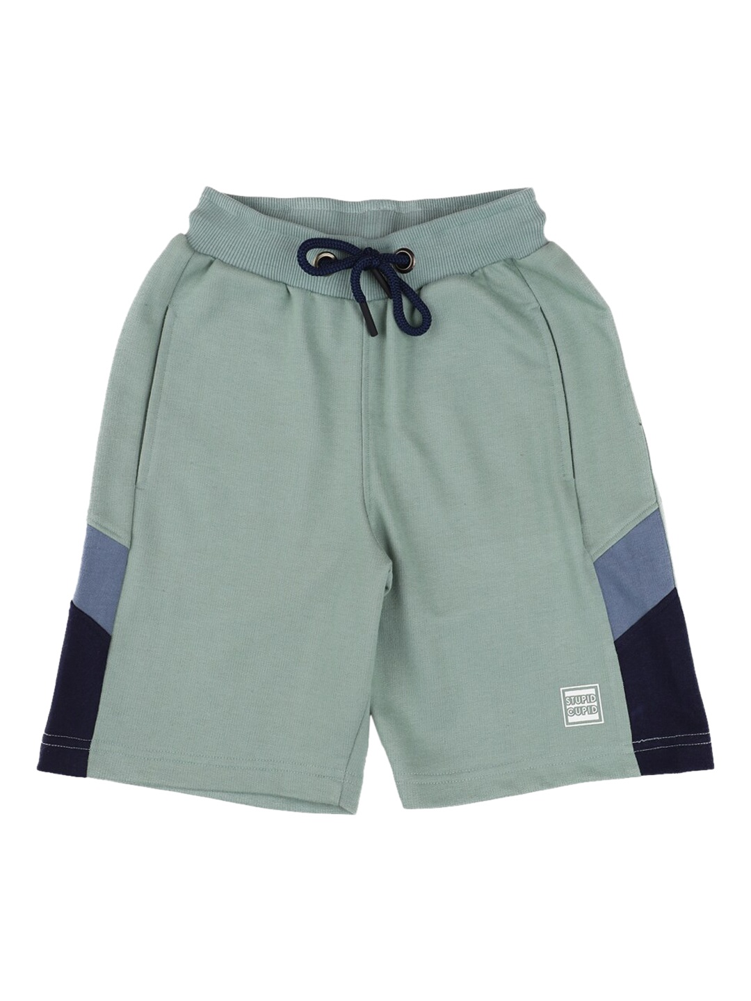 

Stupid Cupid Boys Green Colourblocked Shorts