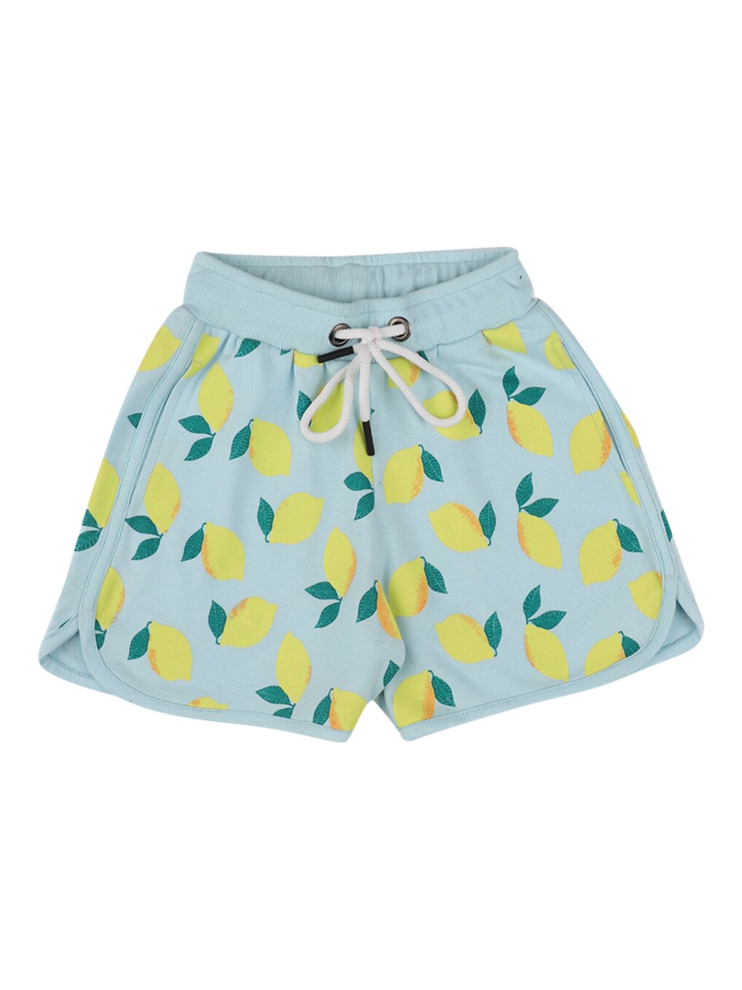 

Stupid Cupid Girls Turquoise Blue Conversational Printed Shorts