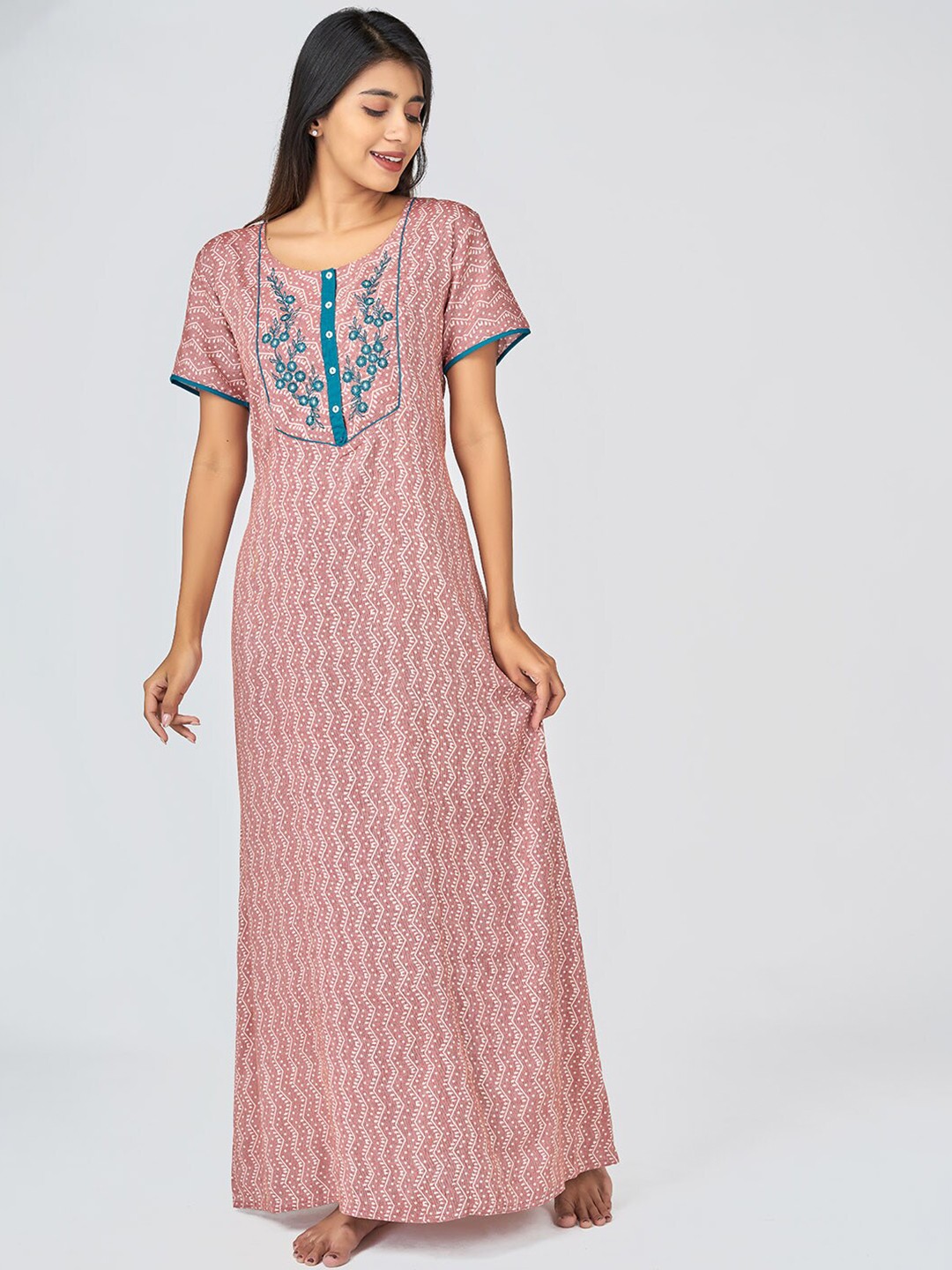

Maybell Pink Printed Maxi Nightdress