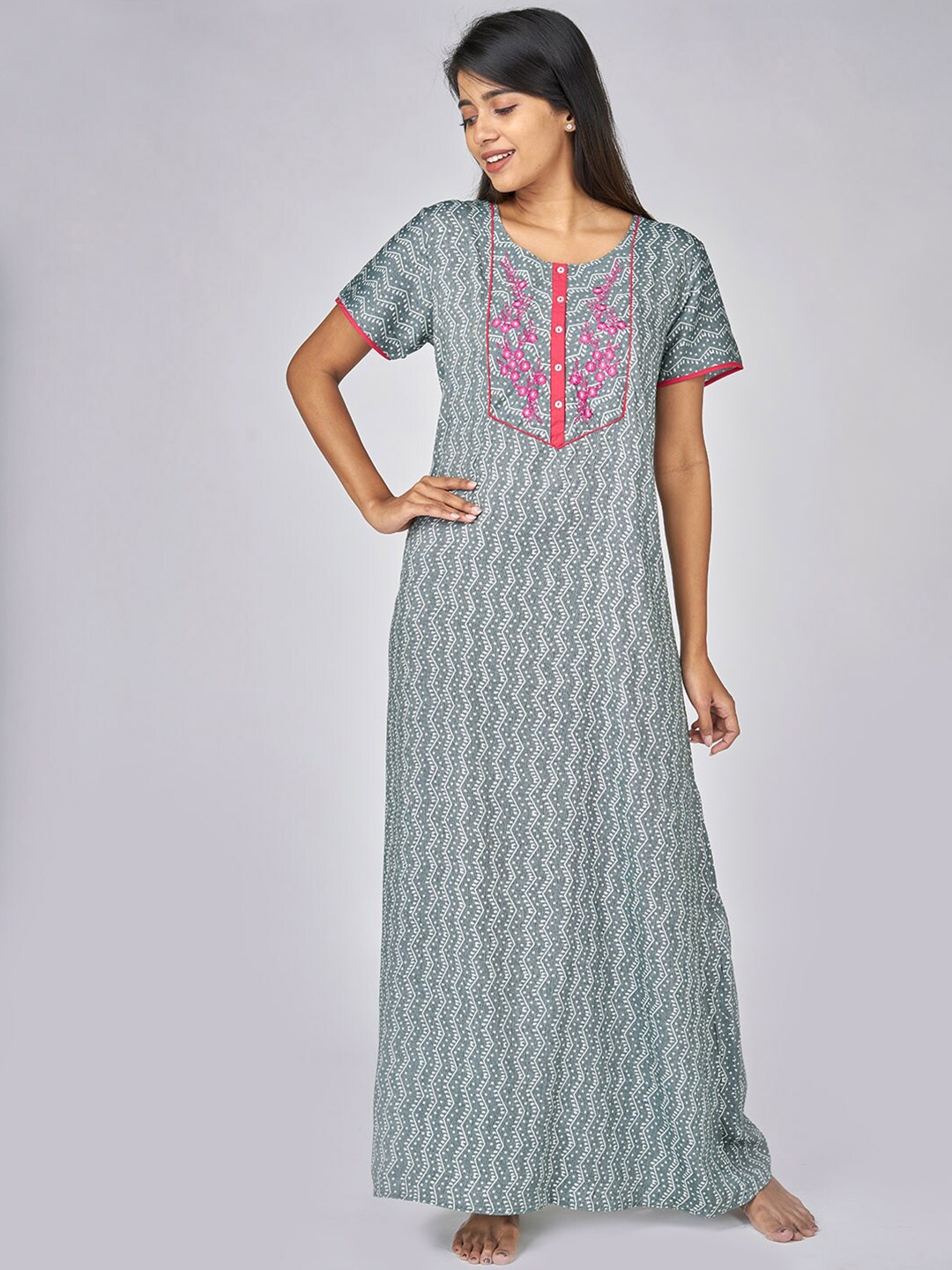 

Maybell Green Printed Maxi Nightdress