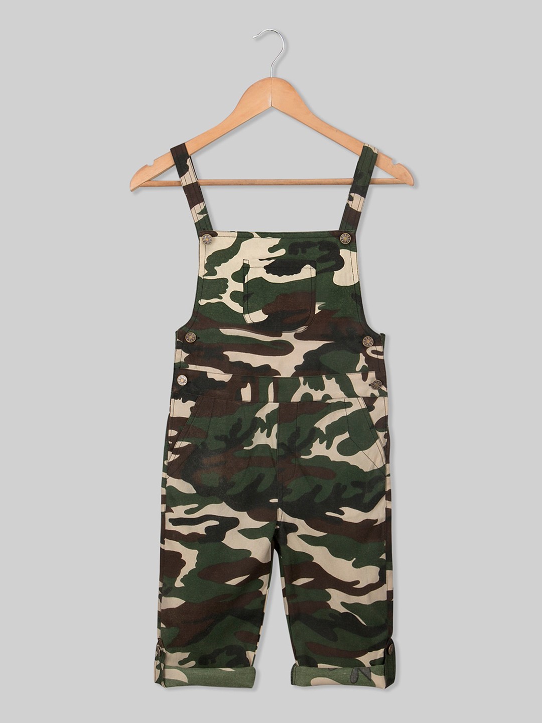 

Olele Boys Yellow Camouflage Printed Straight-leg Cotton Dungarees, Cream