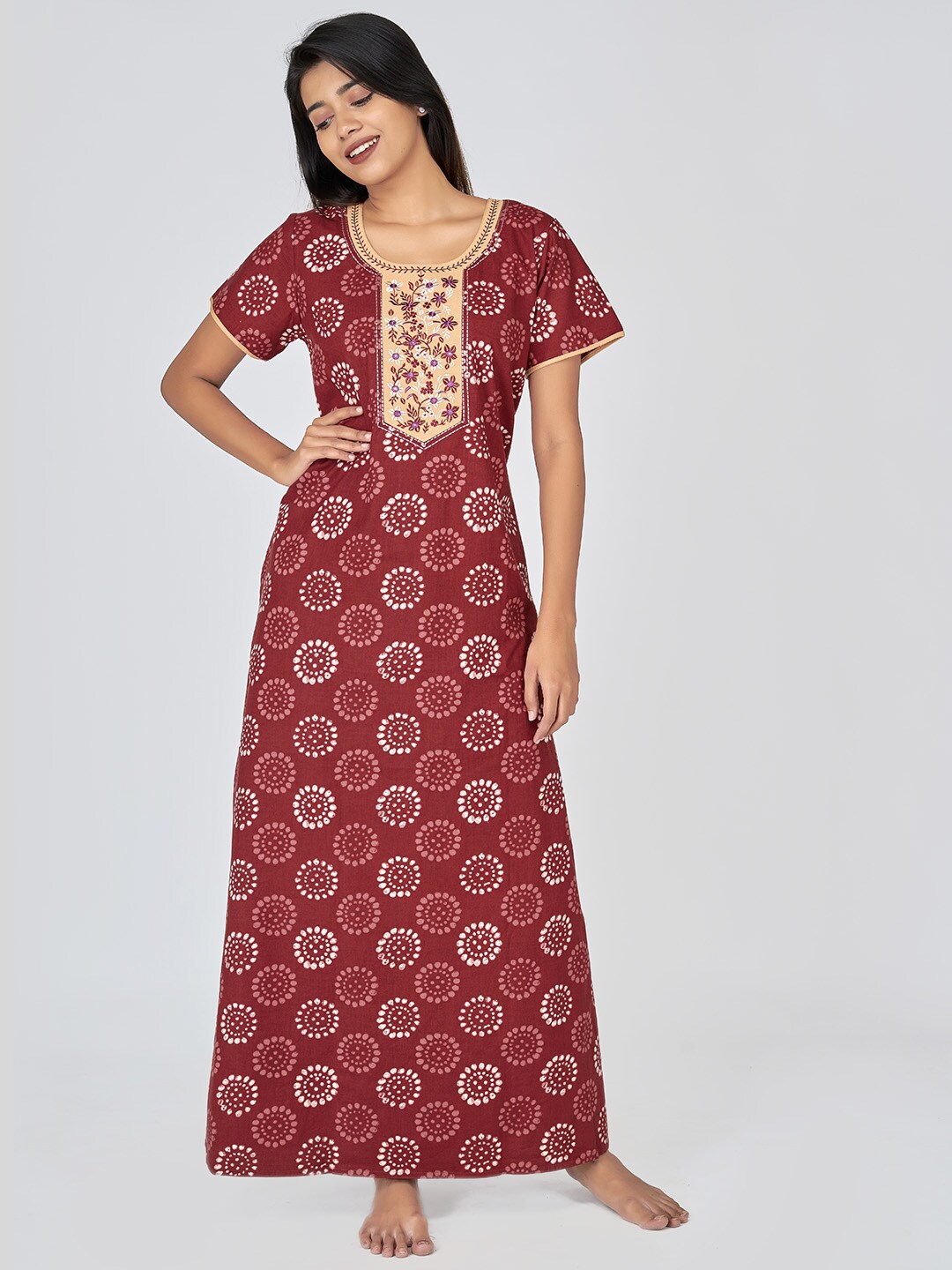 

Maybell Rust Printed Maxi Nightdress