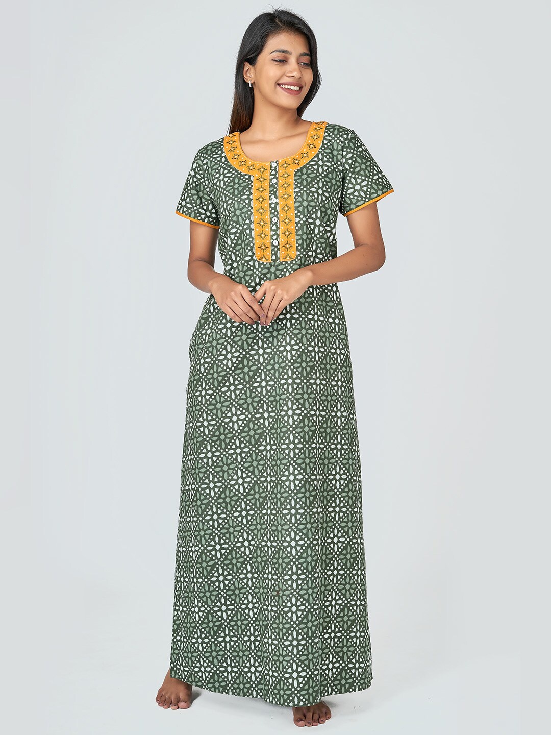 

Maybell Green Striped Maxi Nightdress