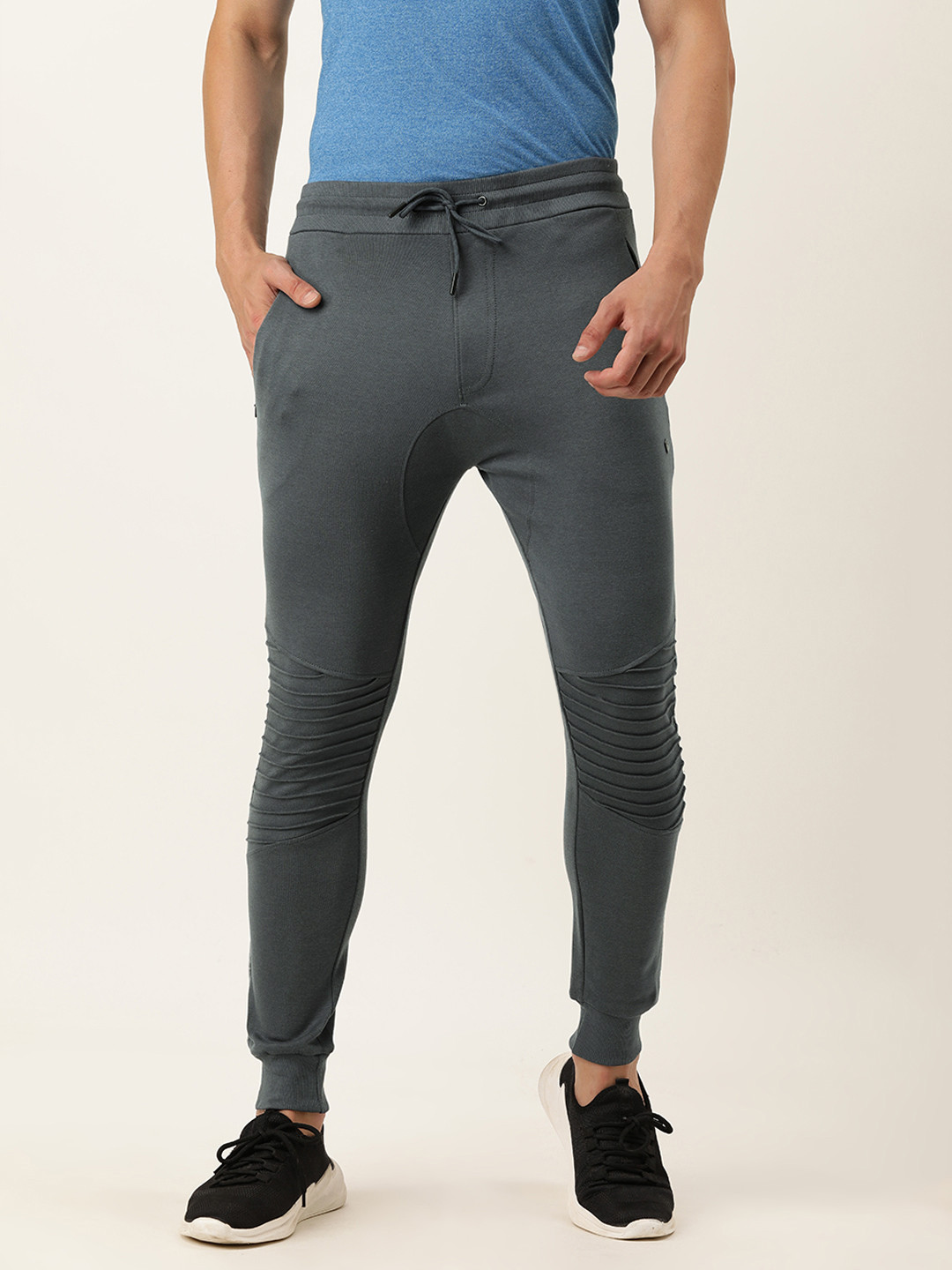 

Proline Active Men Grey Mid-Rise Slim Fit Recovermax Hybrid Joggers with Ribbed Detail