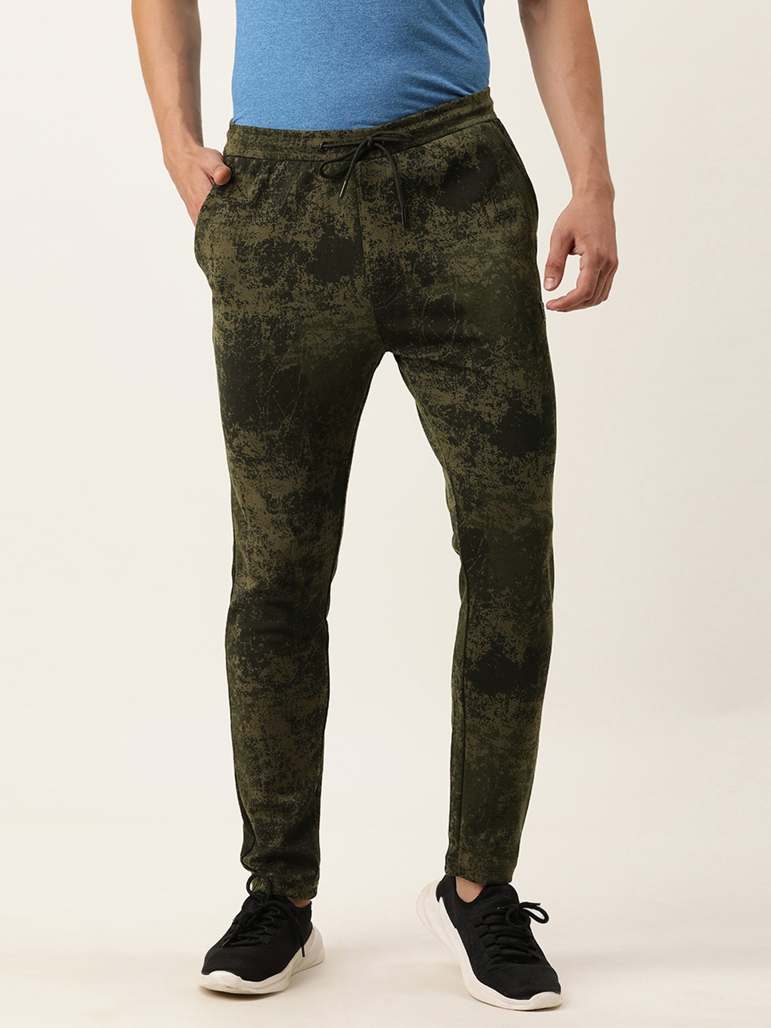 

Proline Active Men Olive Green & Black Printed Track Pants
