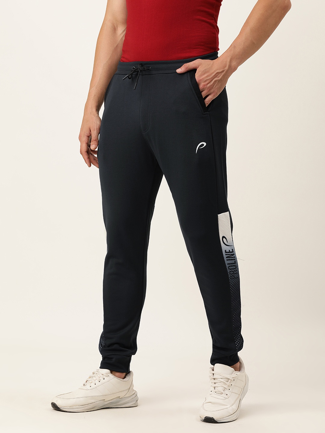 

Proline Active Men Navy Blue Brand Logo Printed Mid Rise Slim Fit Joggers