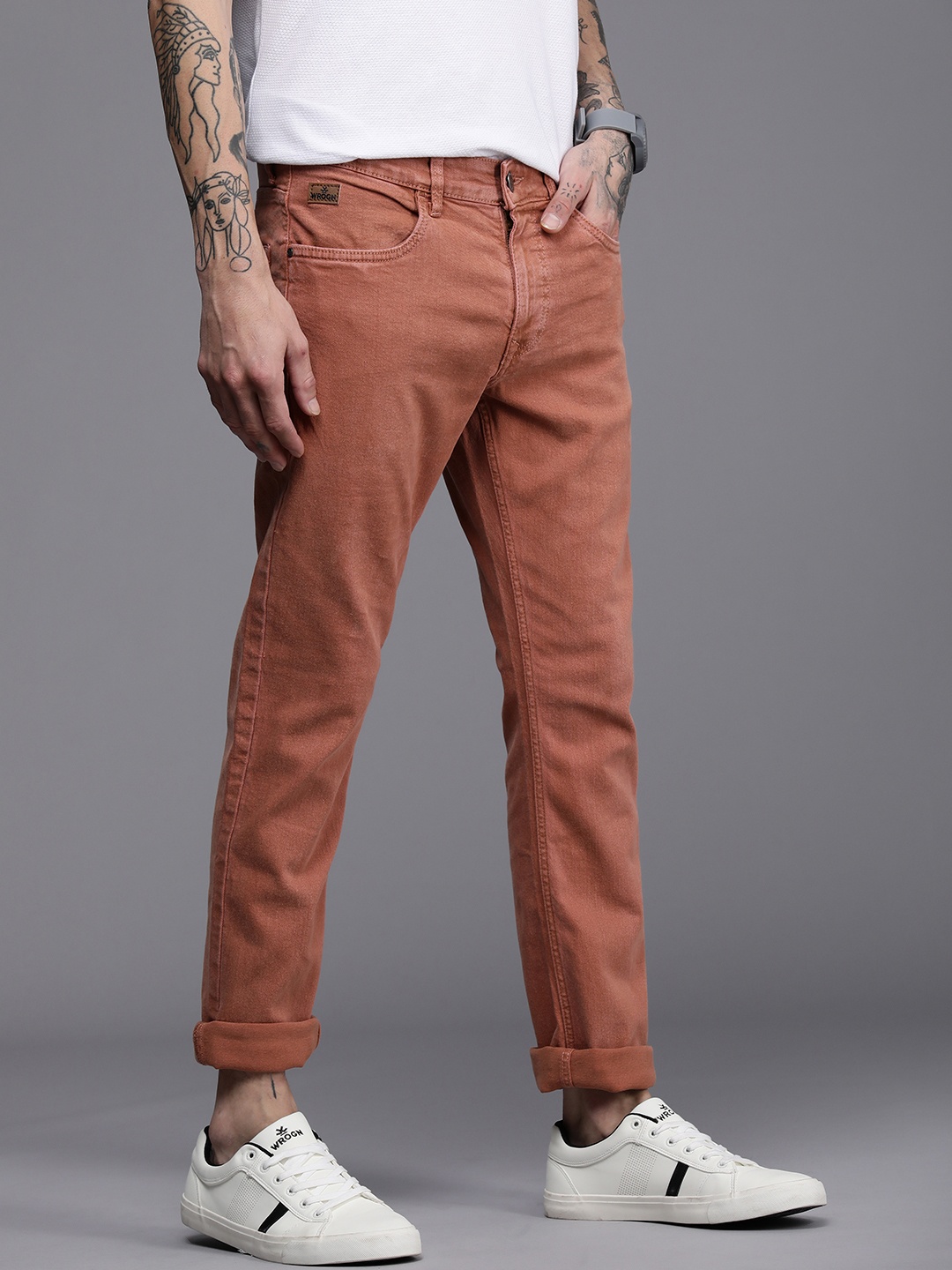 

WROGN Men Brown Slim Fit Mid Rise Stretchable Jeans