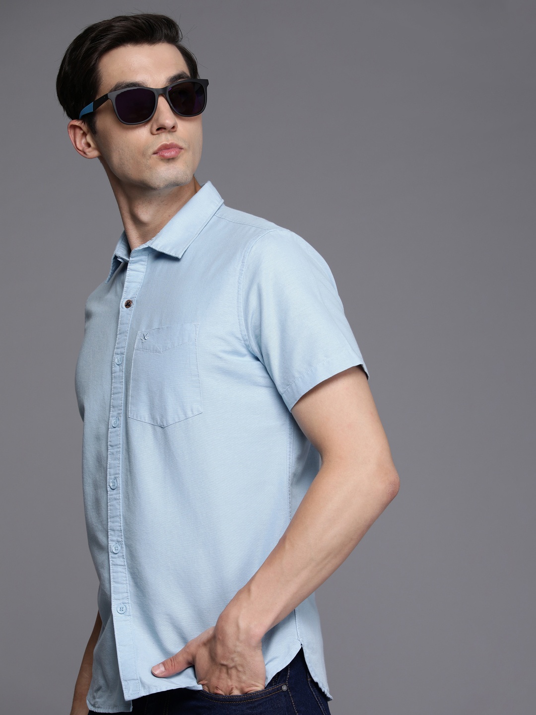 

WROGN Men Blue Slim Fit Casual Shirt