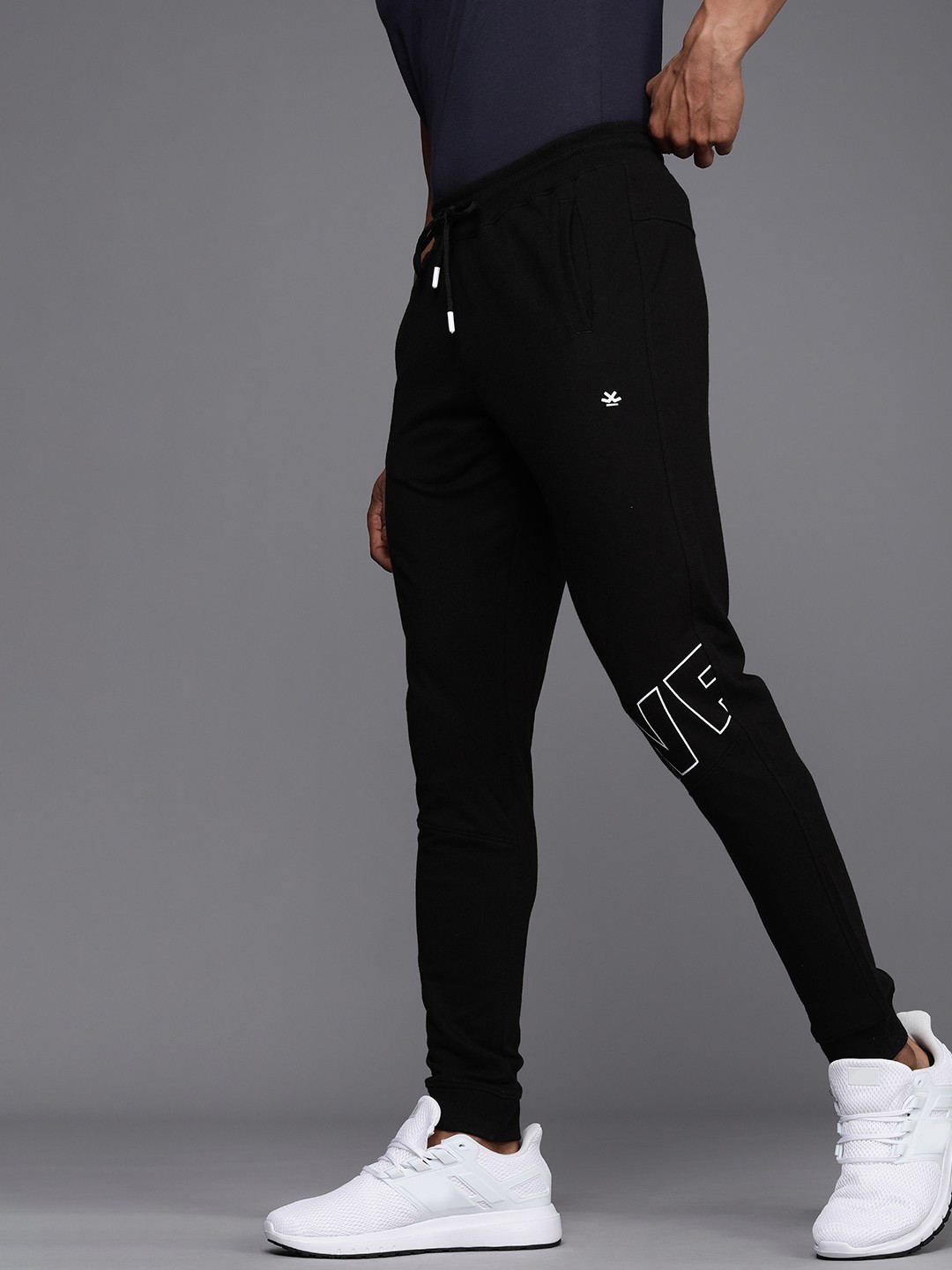 

WROGN Men Black Printed Mid Rise Casual Joggers