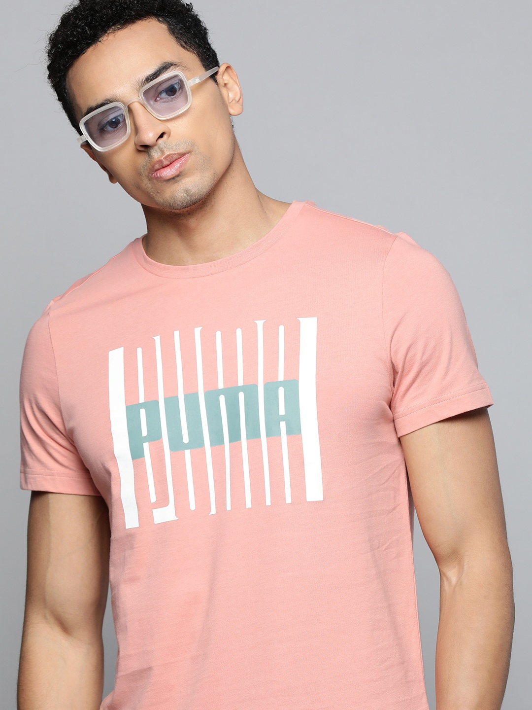 

Puma Men Pink Brand Logo Printed Slim Fit T-shirt