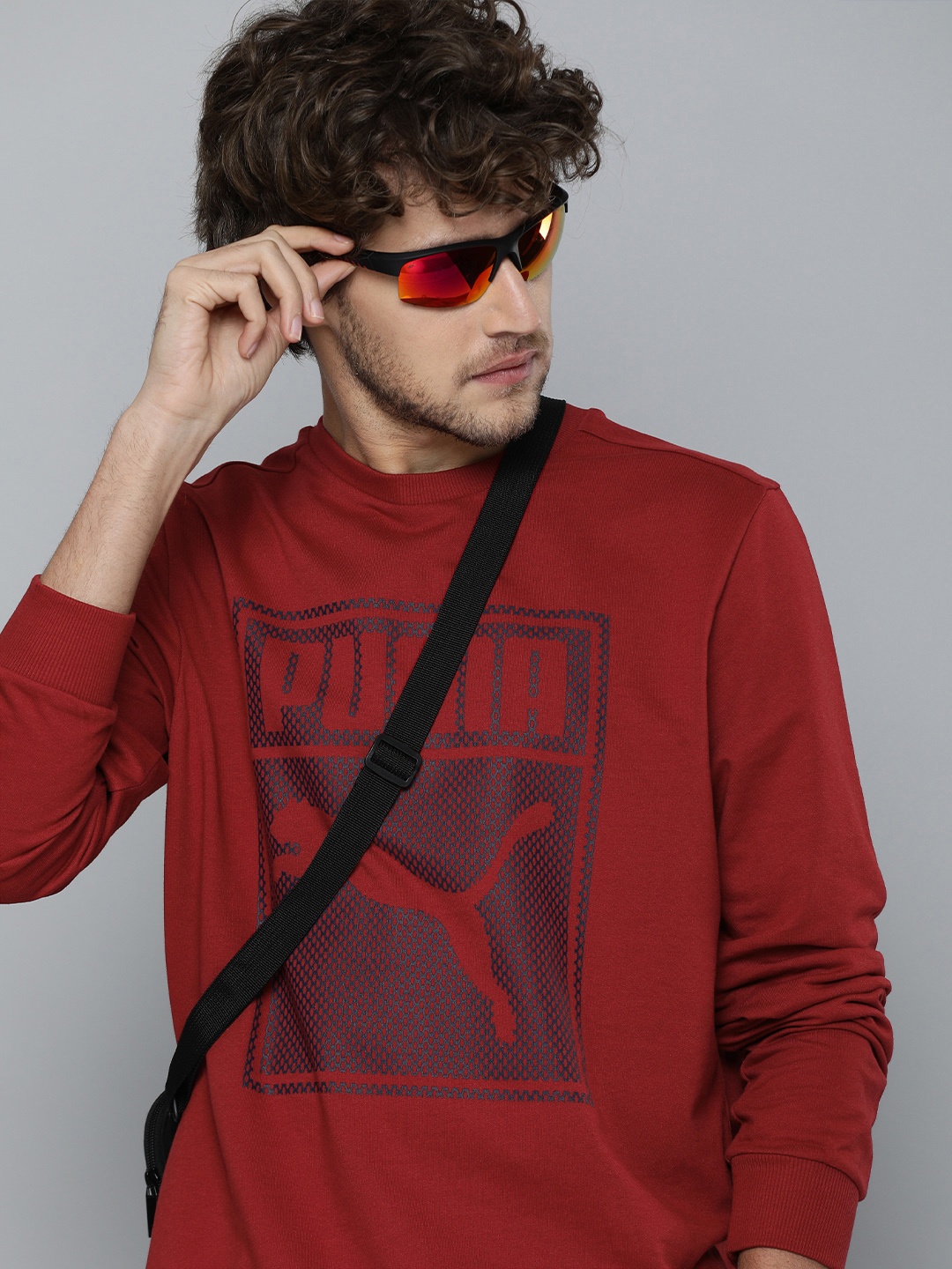 

Puma Men Red Brand Logo Graphic Printed Regular Fit Casual Sweatshirt